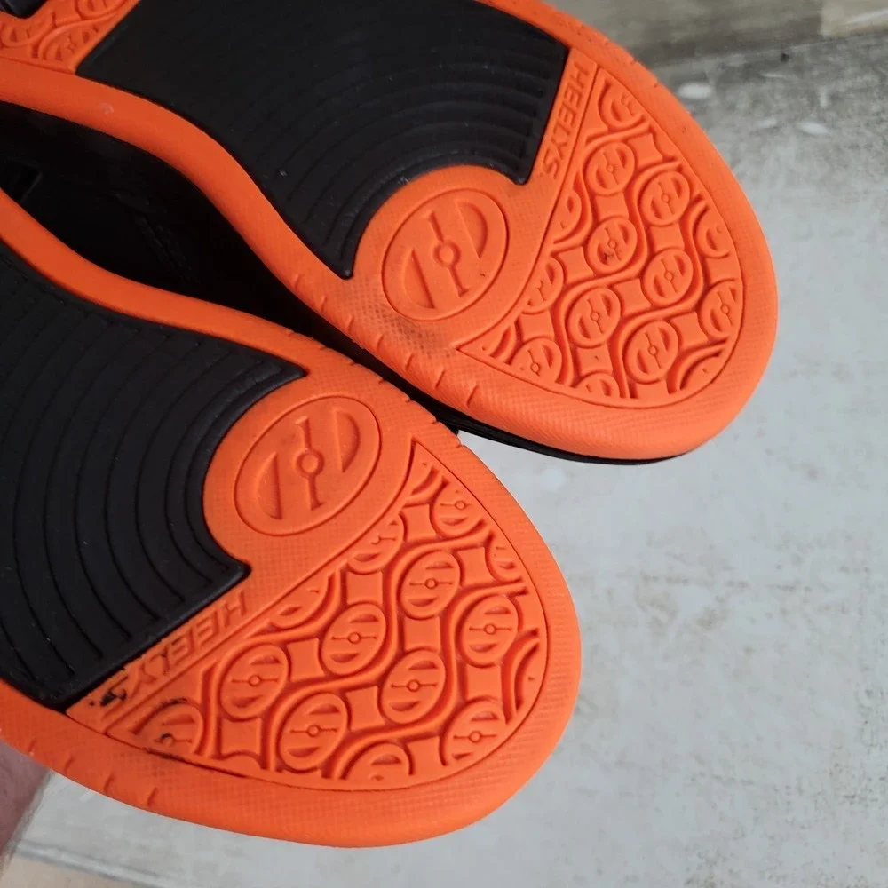 Heelys Propel‎ 2.0 Youth Skate Shoes Sz 4 Black Orange Leather Lace Up *no caps*